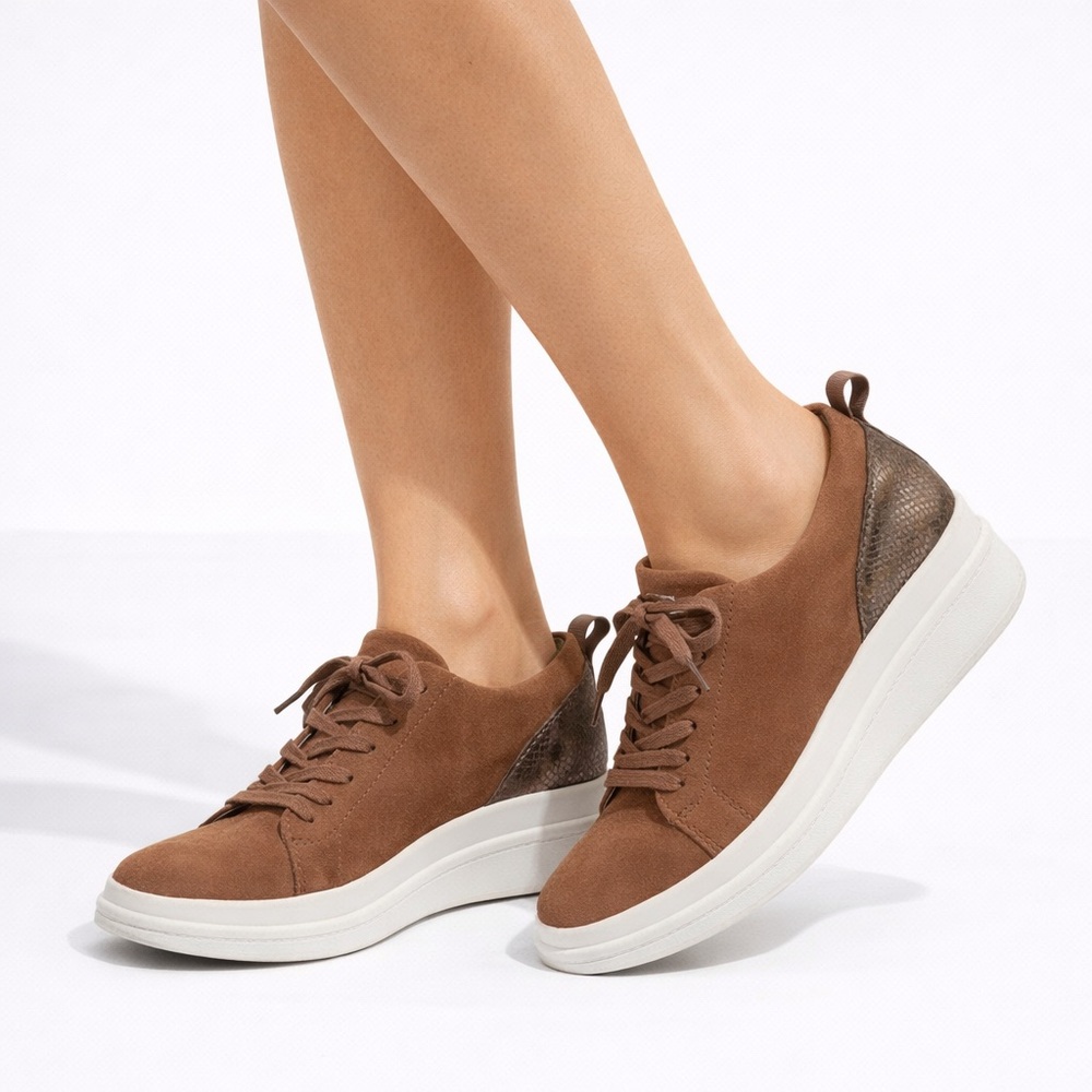Naturalizer Yarina Tan Suede Comfort Sneakers Wide 10W Women - Picture 1 of 16